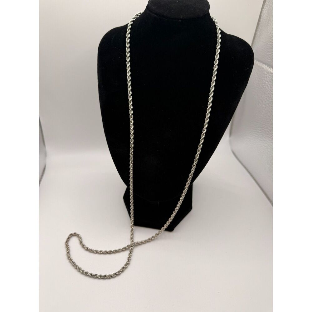 Vintage Egyptian Solid 925 Sterling Silver Rope Chain 30" 29g Arabic Hallmark